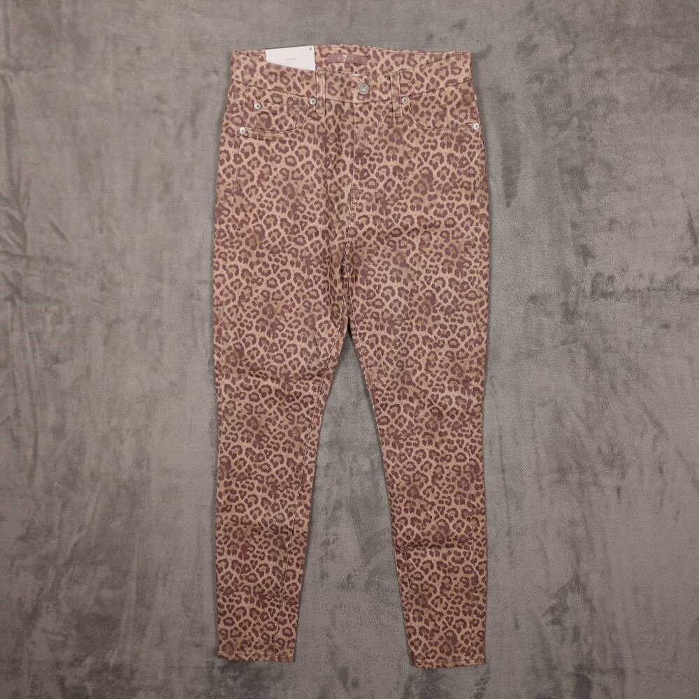 7 for all mankind jeans high waist ankle skinny women's 28 leopard print NWT
